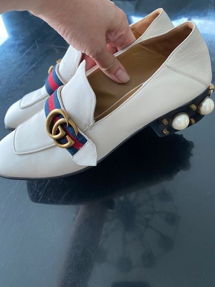 กุชชี่ โลฟเฟอร์ สีขาวครีม ส้นไม่สูงมาก  รูปที่ 18