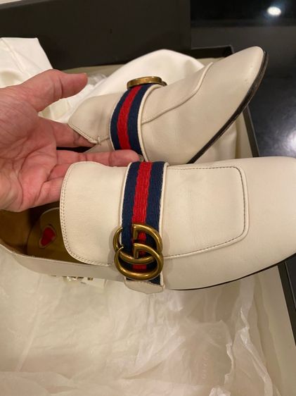 กุชชี่ โลฟเฟอร์ สีขาวครีม ส้นไม่สูงมาก  รูปที่ 8