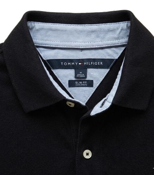 TOMMMY HILFIGER Slim Fit Black Polo Neck T-Shirt Men รูปที่ 2