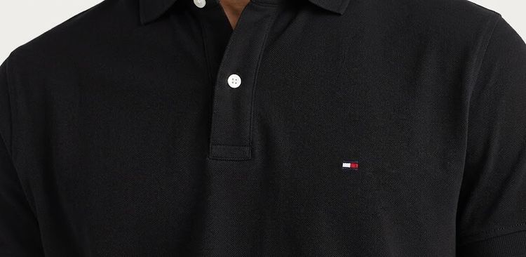 TOMMMY HILFIGER Slim Fit Black Polo Neck T-Shirt Men รูปที่ 3