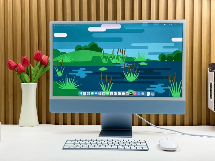 Apple แมค โอเอส 8 กิกะไบต์ อื่นๆ ไม่ใช่ iMac 24-inch M1 2021 Ram8GB SSD256GB CPU8-Core GPU8-Core 4Ports Blue