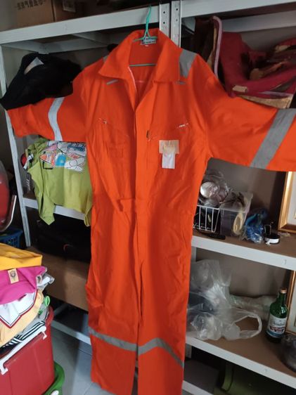 ชุดหมีช่างแขนยาวสีส้มมีแถบสะท้อนแสง3ตัวยังไม่ได้ใช้งาน รูปที่ 8