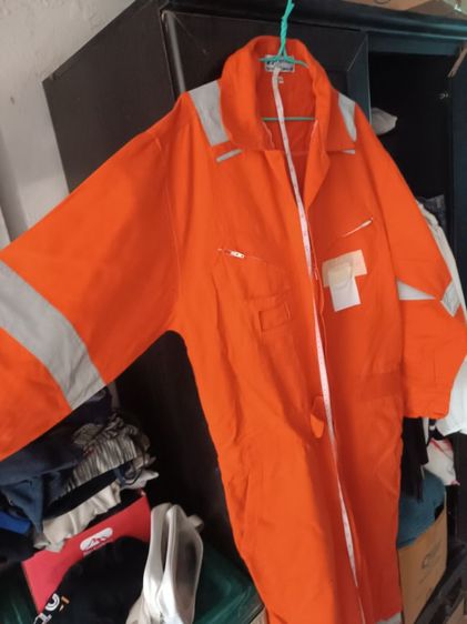 ชุดหมีช่างแขนยาวสีส้มมีแถบสะท้อนแสง3ตัวยังไม่ได้ใช้งาน รูปที่ 6