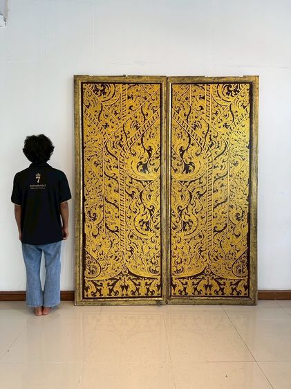 ประตู บานพับ ลวดลายไทยบนไม้อัด ปิดแผ่นอคีลิคใส โครงประตูไม้จริง (แบบที่ 2 ลายไทย 2 ด้าน)  รูปที่ 7