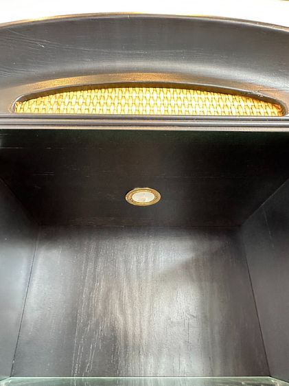 ตู้โชว์ สไตล์วินเทจ 2 บานเปิดกระจก 6 ลิ้นชักเล็ก โครงไม้จริง สีเขียว  รูปที่ 14