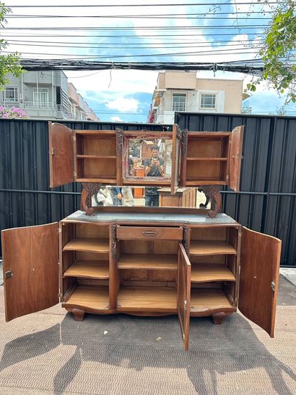 ตู้เก็บของ สไตล์วินเทจ 5 บานเปิดทึบ 1 บานเปิดกระจก 1 ลิ้นชัก  รูปที่ 6