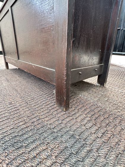 เก้าอี้ไม้หลังสูง สไตล์วินเทจ พิงหลังติดบานกระจกเงา ด้านข้างติดตะขอเหล็ก โครงขาไม้จริง สีน้ำตาล รูปที่ 12