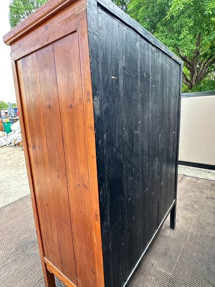 ตู้เก็บของสไตล์วินเทจ 4 บานเปิด ด้านในมี 4 ลิ้นชัก โครงขาไม้จริงทั้งตัวสีน้ำตาล หน้าบานมีลายดิกไม้สไตล์จีน รูปที่ 5