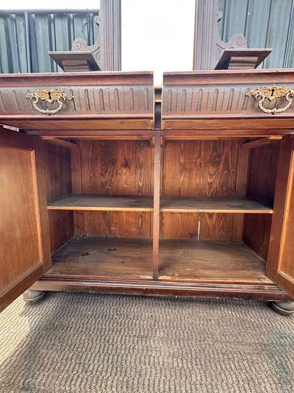 โต๊ะเครื่องแป้ง ไม้โอ็ค สไตล์วินเทจ 2 ชั้นวาง 2 ลิ้นชัก 2 บานเปิด มือจับทองเหลือง ขากลึงกลม  รูปที่ 16