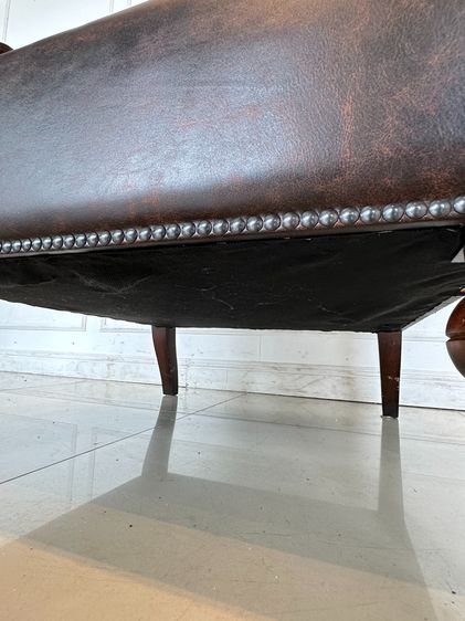 เก้าอี้อาร์มแชร์ สไตล์วินเทจ เบาะหนังแท้สีน้ำตาล รูปที่ 13