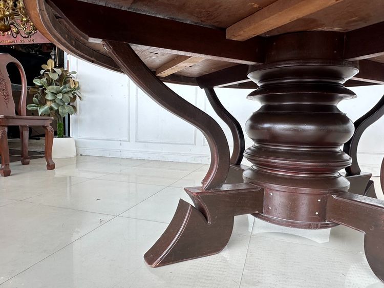 ชุดโต๊ะทานอาหารไม้จริง 8 ที่นั่ง ท็อปทรงกลม  รูปที่ 9