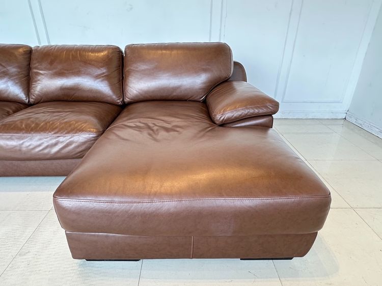 โซฟาแอล แบรนด์ JAS เบาะหนังแท้ผิวสัมผัสสีน้ำตาล รูปที่ 10