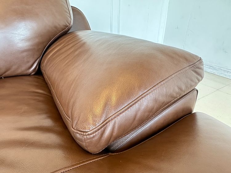 โซฟาแอล แบรนด์ JAS เบาะหนังแท้ผิวสัมผัสสีน้ำตาล รูปที่ 11