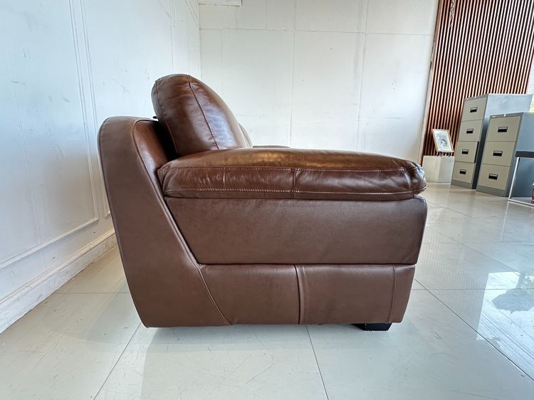 โซฟาแอล แบรนด์ JAS เบาะหนังแท้ผิวสัมผัสสีน้ำตาล รูปที่ 7