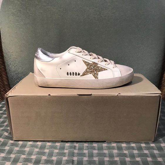 Golden Goose Super-Star White Ice Gray Gold Glitter (Women's)