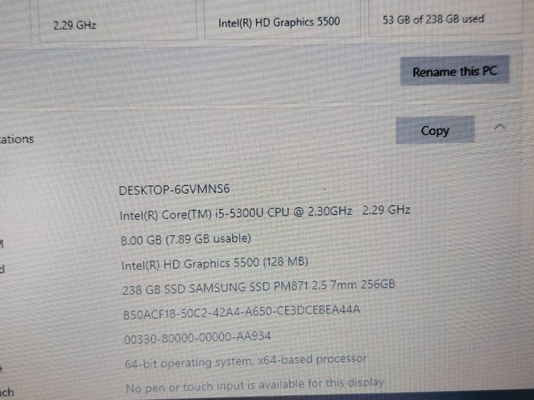 Dell latitude E5450 Core i5 5300U 2.30Ghz RAM 8 Gb SSD 256 GB จอ 14 นิ้ว รูปที่ 13