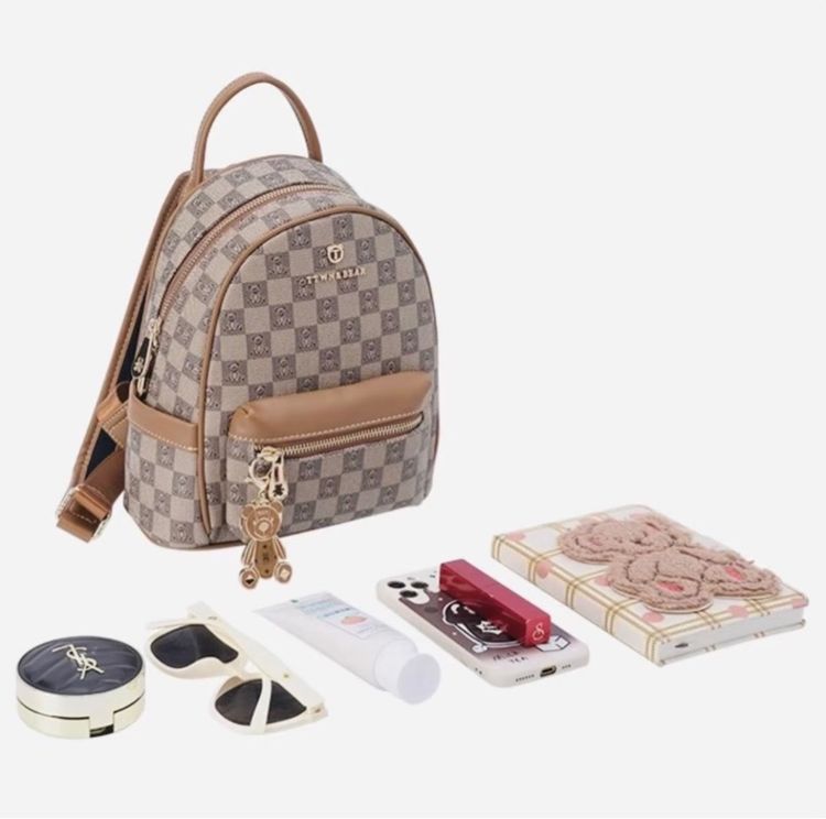 กระเป๋าหมี แบรนด์แท้ TTWN BEAR ทรงเป้ 10 นิ้ว หมีตารางน้ำตาลไซร์ M พร้อมส่ง  ไม่มีตำหนิ สภาพการใช้งานน้อย  รูปที่ 2