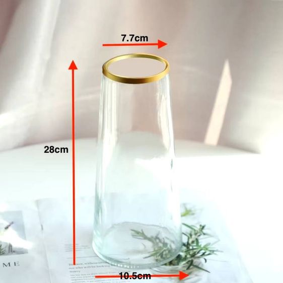 ขายเหมา 4 ใบ แจกันแก้วหนา ทรงสูง สไตล์ยุโรป สำหรับตกแต่ง ร้านอาหาร โฮสเทล โรงแรม รูปที่ 3