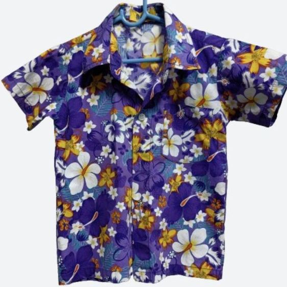 ม่วง เสื้อเชิ้ตเด็กลายดอก 1 ขวบขึ้นไป