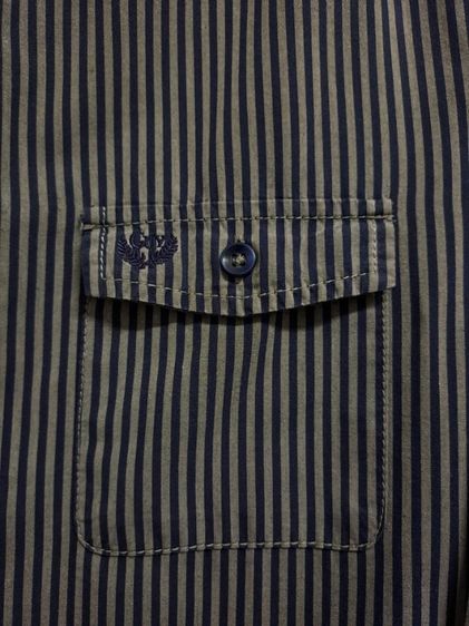 เสื้อเชิ้ตแขนยาวลายริ้วสีเทา-กรม แบรนด์ Guy Laroche‼️ รูปที่ 3