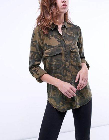 เสื้อเชิ้ตลายพรางแขนยาว ญ. แบรนด์ Stardivarius‼️