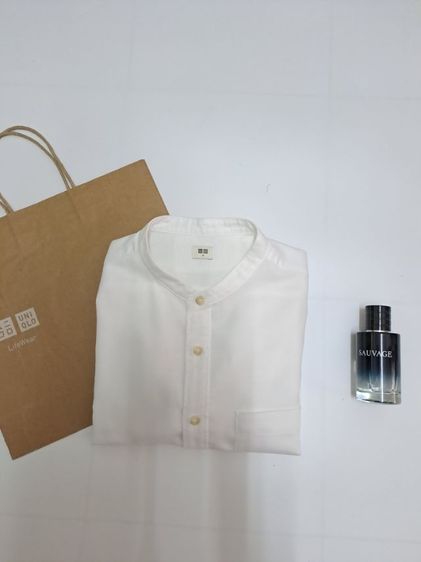 เสื้อคอจีนแขนยาวสีขาว แบรนด์ Uniqlo‼️  รูปที่ 4