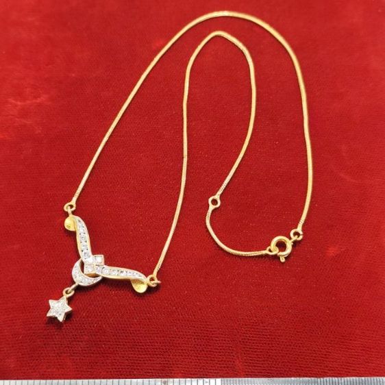 🔖สร้อยคอระย้า จี้ดาว ฝังเพชรสวยวิ้ง สีทองสดไม่มีเฟด ของจริงสวยมาก รูปที่ 8