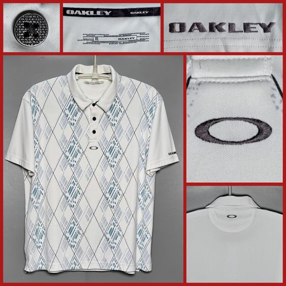 ขาว XL แขนสั้น ⚠️โลโก้ 3 จุด‼️เสื้อโปโล OAKLEY ของแท้ แบบสวยสไตล์สปอร์ต