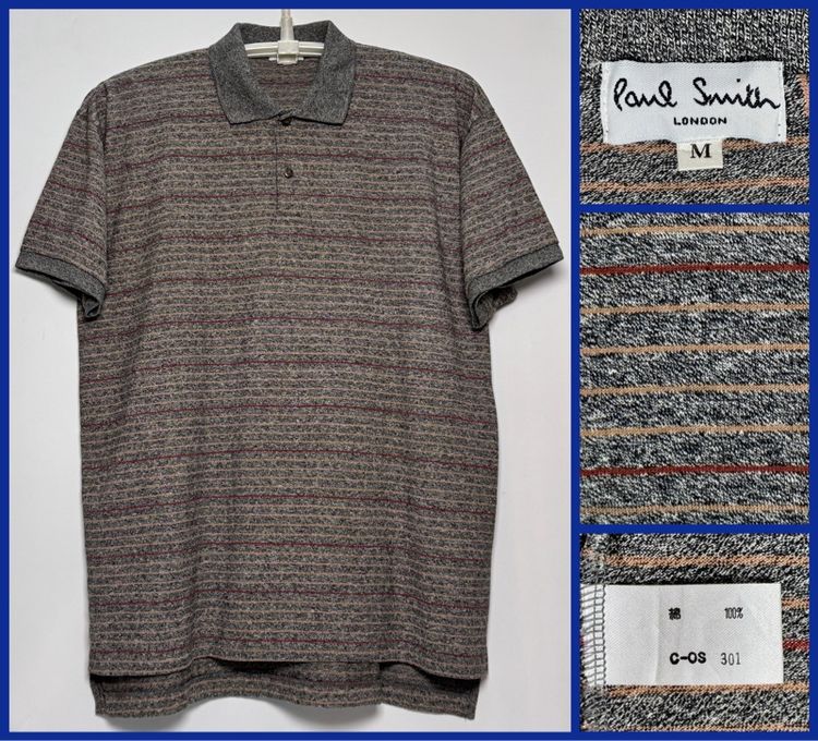 เทา XL แขนสั้น ⚠️เหมือนใหม่‼️เสื้อโปโล Paul Smith ของแท้ แบบสวย สไตล์ลำลอง 