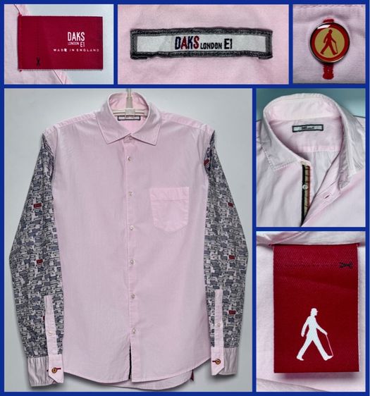 ชมพู แขนยาว ⚠️MADE IN ENGLAND‼️เสื้อเชิ้ต DAKS ของแท้ ORIGINAL หายาก แบบสวย