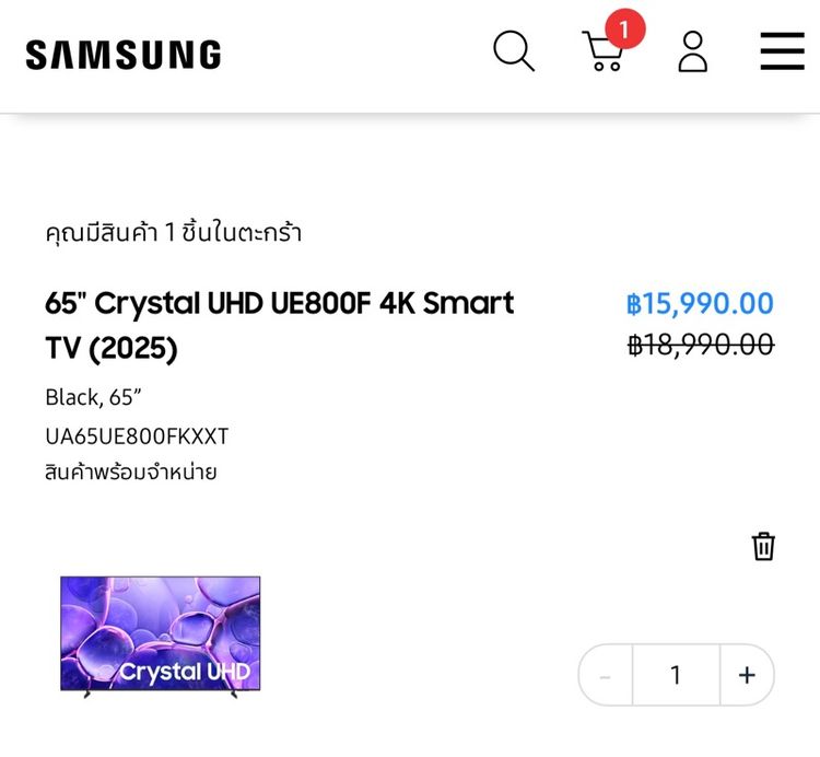 ทีวี Samsung 65 นิ้ว 4K SMART TV รุ่นใหม่ ของใหม่ UE800F รูปที่ 2