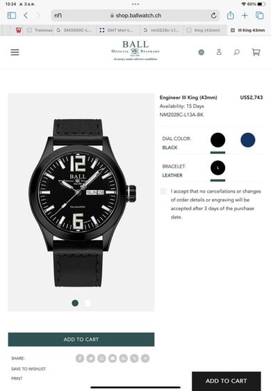 นาฬิกา BALL engineer ll Automatic day-date สภาพนางฟ้า รูปที่ 8