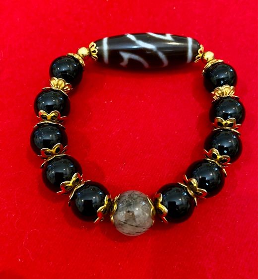 สร้อยหินธิเบตแท้ คั่นแก้วขนเหล็ก ปัองกัน เสริมดวงชะตา ส่งฟรี รูปที่ 3