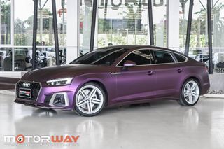 Audi A5  Sportback  40 TFSI S-Line  ปี 2022 วิ่ง 45,xxx km สีขาว Glacier white   wrap สีม่วง