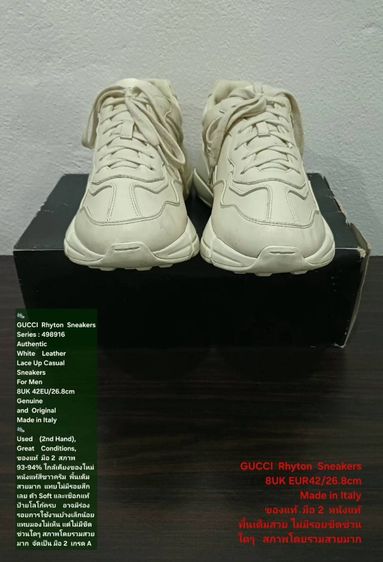 GUCCI Rhyton Sneakers, Unisex 8UK 42EU(26.8cm) Original made in italy ของแท้ มือ 2 สภาพใกล้เคียงของใหม่,รองเท้า Gucci หนังแท้ พื้นเต็มสวยมาก รูปที่ 3