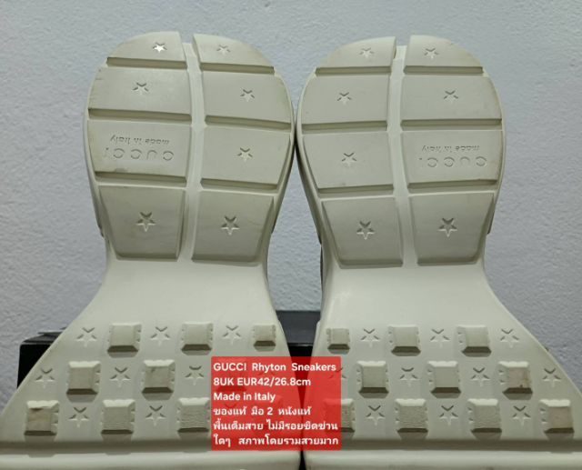 GUCCI Rhyton Sneakers, Unisex 8UK 42EU(26.8cm) Original made in italy ของแท้ มือ 2 สภาพใกล้เคียงของใหม่,รองเท้า Gucci หนังแท้ พื้นเต็มสวยมาก รูปที่ 11