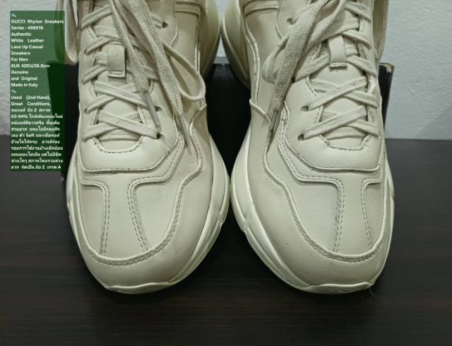 GUCCI Rhyton Sneakers, Unisex 8UK 42EU(26.8cm) Original made in italy ของแท้ มือ 2 สภาพใกล้เคียงของใหม่,รองเท้า Gucci หนังแท้ พื้นเต็มสวยมาก รูปที่ 7