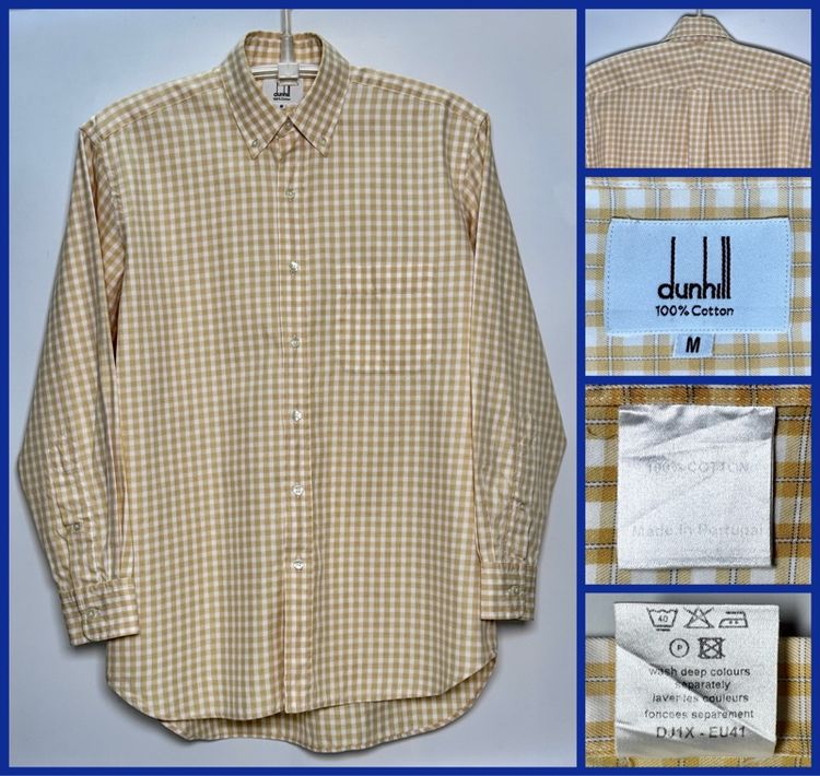 เหลือง แขนยาว ⚠️ผลิตในยุโรป‼️เสื้อเชิ้ต dunhill ของแท้ ORIGINAL รุ่นใหม่