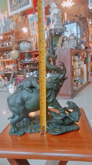 งานโลหะ หล่อ ทองเหลือง ช้าง ปะทะ เสือ ขนาด 9นิ้ว รูปที่ 7