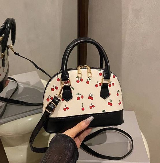 กระเป๋าผ้าสะพายข้างทรงเปลือกหอยลายเชอรี่ รูปที่ 4