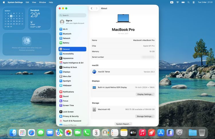 ขาย MacBook Pro 14 นิ้ว M1 Pro (2021) RAM16 SSD1TB สี Silver สภาพสวย พร้อมใช้งาน รูปที่ 3