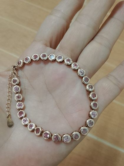 สร้อยข้อมือเงินแท้ pink sapphire ทำสีโรสโกล์ด