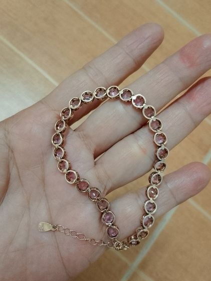 สร้อยข้อมือเงินแท้ pink sapphire ทำสีโรสโกล์ด รูปที่ 3