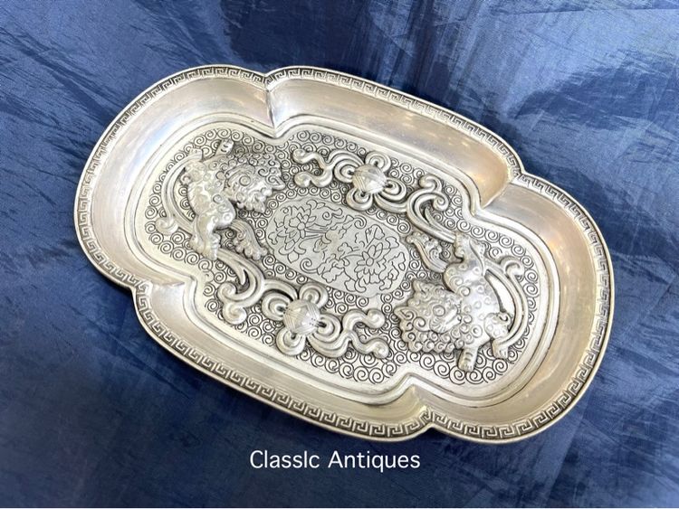 ถาด สิงโต กระไหล่เงิน ขนาดกลางสะสม รูปที่ 4