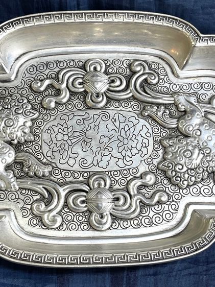 ถาด สิงโต กระไหล่เงิน ขนาดกลางสะสม รูปที่ 7