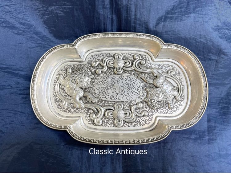 ถาด สิงโต กระไหล่เงิน ขนาดกลางสะสม รูปที่ 2