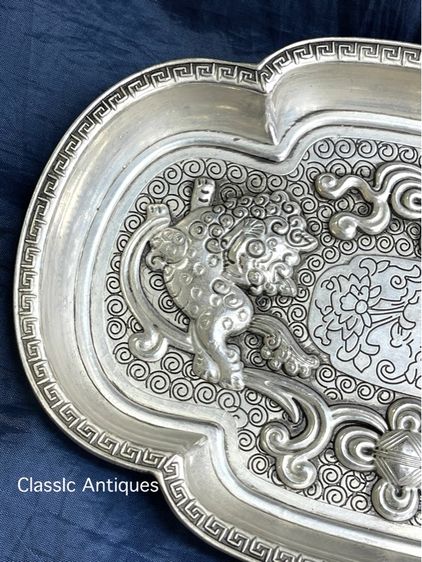 ถาด สิงโต กระไหล่เงิน ขนาดกลางสะสม รูปที่ 5