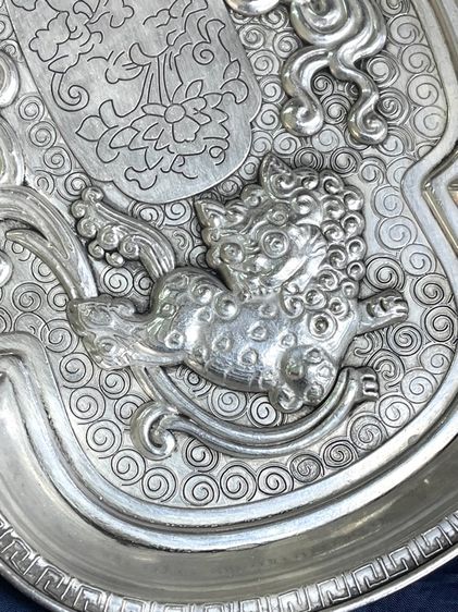 ถาด สิงโต กระไหล่เงิน ขนาดใหญ่ สะสม รูปที่ 8