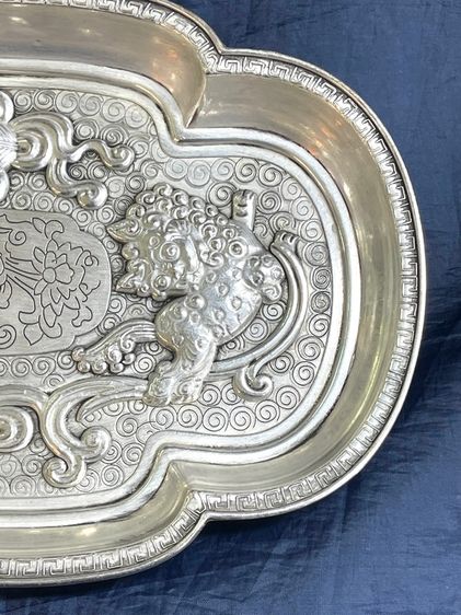 ถาด สิงโต กระไหล่เงิน ขนาดใหญ่ สะสม รูปที่ 6