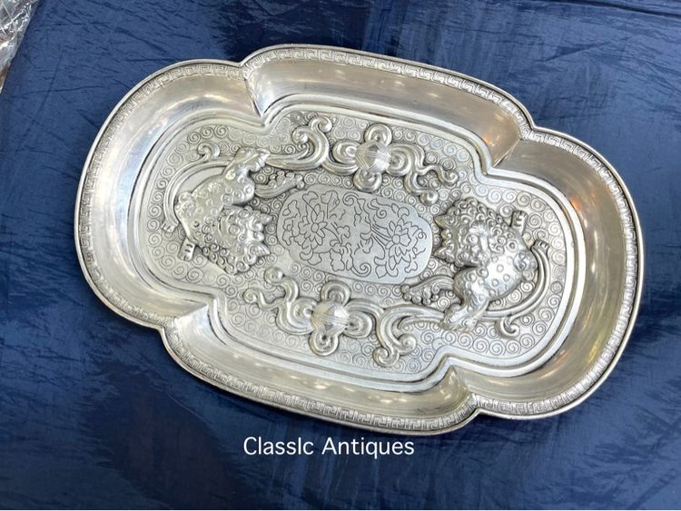 ถาด สิงโต กระไหล่เงิน ขนาดใหญ่ สะสม รูปที่ 4